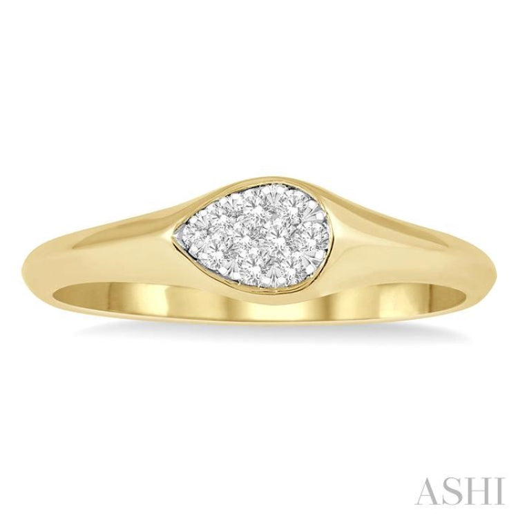 1/10 Ctw Pear Shape Lovebright Diamond Ring in 14K Yellow and White Gold