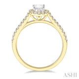 3/8 Ctw Diamond Ladies Engagement Ring with 1/4 Ct Oval Cut Center Stone in 14K Yellow and White Gold