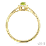 5x3 MM Octagonal Shape Peridot and 1/20 Ctw Single Cut Diamond Halo Semi-Precious Ring in 10K Yellow Gold