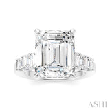 1 1/4 Ctw Emerald Shape Emerald and Round Cut Diamond Semi-Mount Engagement Ring in 14K White Gold