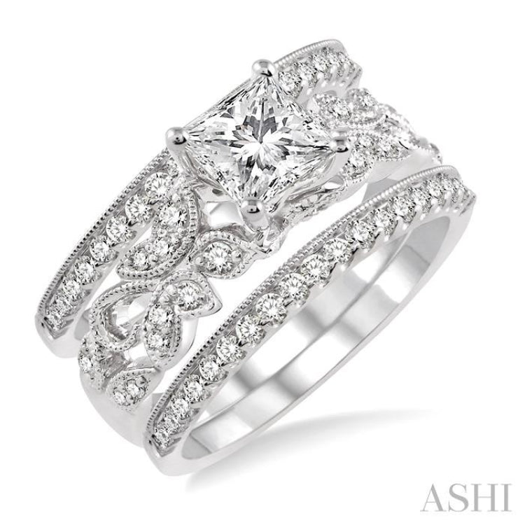 3/4 Ctw Diamond Semi-mount Ring Set in 14K White Gold
