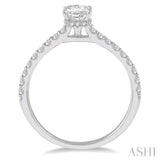 5/8 ctw Princess Center Stone Ladies Engagement Ring with 3/8 Ct Princess Cut Center Stone in 14K White Gold