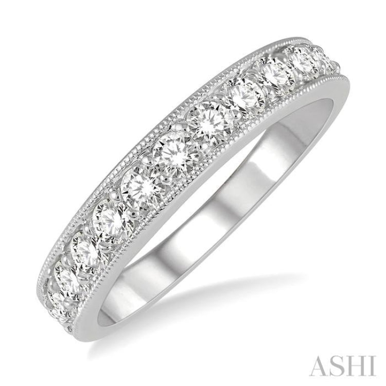 3/4 Ctw Round Cut Diamond Wedding Band in 14K White Gold