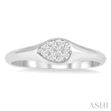 1/10 Ctw Pear Shape Lovebright Diamond Ring in 14K White Gold