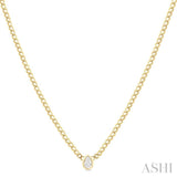 1/5 Ctw Bezel Set Pear Cut Diamond Curb Link Fashion Necklace in 14K Yellow Gold