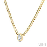 1/5 Ctw Bezel Set Pear Cut Diamond Curb Link Fashion Necklace in 14K Yellow Gold