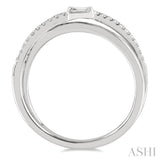 1/6 ctw Criss-Cross Baguette and Round Cut Diamond Fashion Ring in 14K White Gold