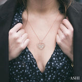 1/10 Ctw Round Cut Diamond Twin Heart Pendant in 10K Rose and White Gold with Chain