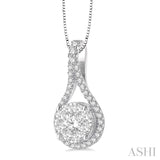 5/8 ctw Lovebright Round Cut Diamond Pendant in 14K White Gold with Chain