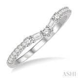 1/3 ctw Chevron Center Baguette and Round Cut Diamond Band in 14K White Gold