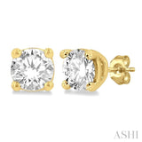 3/8 ctw Round Cut Diamond Stud Earring in 14K Yellow Gold
