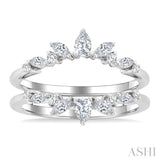 1/2 Ctw Pear, Marquise and Round Cut Diamond Insert Ring in 14K White Gold