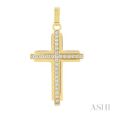 1.00 Ctw Round Cut Diamond Cross Pendant in 14K Yellow Gold