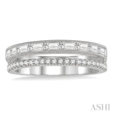 3/8 Ctw Split Baguette and Round Cut Diamond Fashion Ring in 14K White Gold