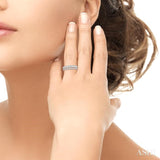 3/8 Ctw Split Baguette and Round Cut Diamond Fashion Ring in 14K White Gold