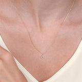 1/20 Ctw Initial 'C' Round Cut Diamond Pendant With Chain in 14K Yellow Gold
