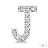 1/10 Ctw Initial 'J' Round Cut Diamond Earrings in 10K White Gold
