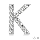 1/10 Ctw Initial 'K' Round Cut Diamond Earrings in 10K White Gold