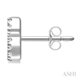 1/10 Ctw Initial 'S' Round Cut Diamond Earrings in 10K White Gold