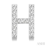 1/10 Ctw Initial 'H' Round Cut Diamond Earrings in 10K White Gold