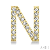 1/8 Ctw Initial 'N' Round Cut Diamond Earrings in 10K Yellow Gold