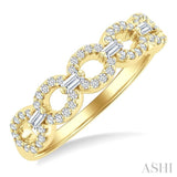 1/4 Ctw Baguette And Round Cut Diamond Stackable Oval Shape Link Fashion Band in 10K Yellow Gold