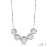 3/4 Ctw Circular Mount Lovebright Round Cut Diamond Necklace in 14K White Gold