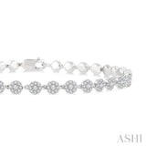 1 1/3 Ctw Cluster Round Cut Diamond Fashion Tennis Bracelet in 14K White Gold