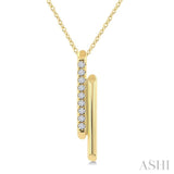1/6 Ctw Cylindrical Bars Round Cut Diamond Fashion Pendant With Chain in 14K Yellow Gold