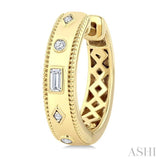 1/6 Ctw Mixed Bezel Shape Baguette and Round Cut Diamond Fashion Huggies in 14K Yellow Gold