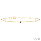 1.75 MM Ruby and 1/20 Ctw Round Cut Diamond Precious Station Bracelet in 14K Yellow Gold
