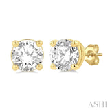 1 1/4 Ctw Round Cut Diamond Stud Earrings in 14K Yellow Gold