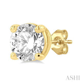 1 1/4 Ctw Round Cut Diamond Stud Earrings in 14K Yellow Gold
