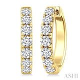 1 1/2 Ctw Round Cut Diamond Fashion Hoop Earring in 14K Yellow Gold