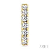 1 1/2 Ctw Round Cut Diamond Fashion Hoop Earring in 14K Yellow Gold