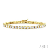 10 Ctw Square Shape Round Cut Diamond Tennis Bracelet in 14K Yellow Gold