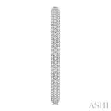 1 1/2 Ctw 3-Row Pave Set Round Cut Diamond Fashion Hoop Earring in 14K White Gold