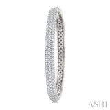 1 1/2 Ctw 3-Row Pave Set Round Cut Diamond Fashion Hoop Earring in 14K White Gold