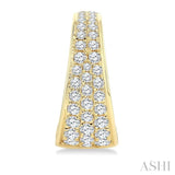 1 1/2 Ctw Wide Base Pave Set Round Cut Diamond Fashion Half Hoop Earrings in 14K Yellow Gold