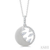 3/8 Ctw Crescent Accent Circle Marquise, Pear and Round Cut Diamond Fashion Pendant With Chain in 14K White Gold