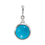 14K White Gold 6 mm Natural Turquoise & .03 CT Natural Diamond Pendant
