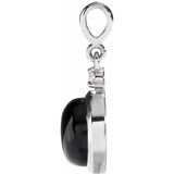 14K White Gold 6 mm Natural Black Onyx & .03 CT Natural Diamond Cabochon Pendant
