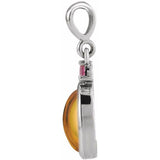 14K White Gold 8x6 mm Natural Citrine & Natural Pink Tourmaline Pendant