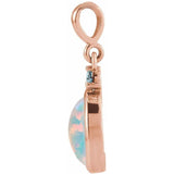 14K Rose Gold 8x6 mm Lab-Grown White Opal & Natural London Blue Topaz Pendant
