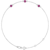 Sterling Silver Natural Pink Tourmaline 6 1/2-7 1/2" Bracelet