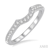 1/5 Ctw Curved Center Round Cut Diamond Wedding Band in 14K White Gold