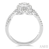 1/4 Ctw Twisted Shank Oval Shape Round Cut Diamond Semi-Mount Engagement Ring in 14K White Gold