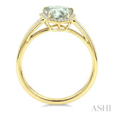 16X7 MM Evoque Gemstone Shield Shape Green Amethyst and 1/6 Ctw Round Cut Diamond Semi-Precious Ring in 10K Yellow Gold