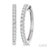 3/4 Ctw Round Cut Diamond Hoop Earrings in 14K White Gold