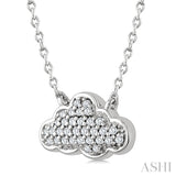 1/10 Ctw Round Cut Diamond Cloud Motif Petite Fashion Pendant With Chain in 10K White Gold